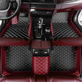 Custom Waterproof Leather Car Floor Mats Fit for Most Car SUV Truck & Sportscar All Weather Protection Vehicles (Black+Wine red)