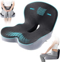 Ergonomic Seat Cushion for Office Chair & Car - Memory Foam Car Cushions for Driving with L-Shaped Design, Adjustable Strap, Non-Slip Bottom - Orthopedic Pad for Truck Driver (Dark Grey)