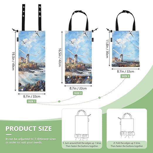 ALAZA Hanging Car Trash Bags Garbage Bag Trash Can for Back Seat Small Seagull Lighthouse 3 Washable Storage Bag Retractable 2 Pack
