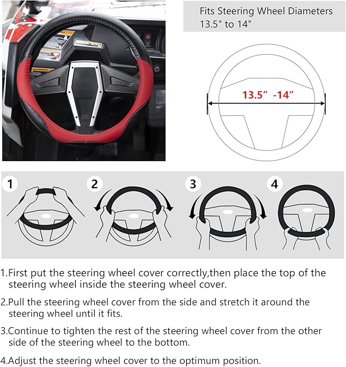 SHEJISI UTV Boat Steering Cover, 13.5"-14" Universal for Club Car DS, Yamaha & More - Non-Slip, Comfortable (Fashion)