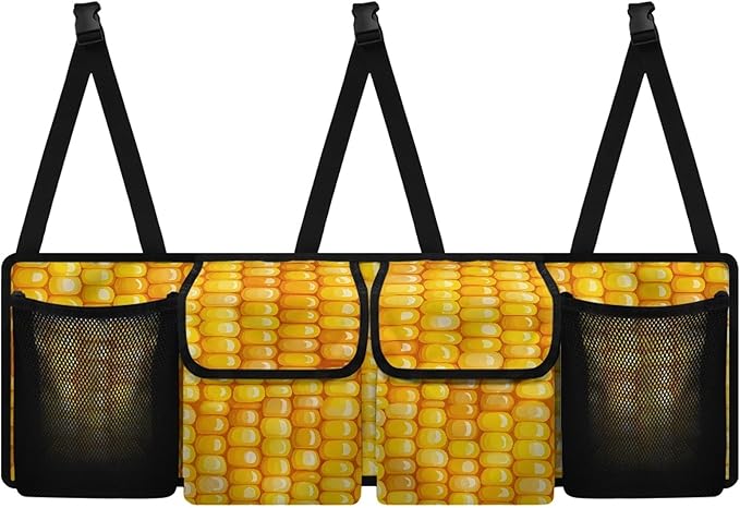 CLOHOMIN Corn Trunk Organizer for SUV Sedan Auto Yellow Car Trunk Organizer Hanging Car Storage Bags Collapsible Cargo Bag Car Decor Accessories Gifts