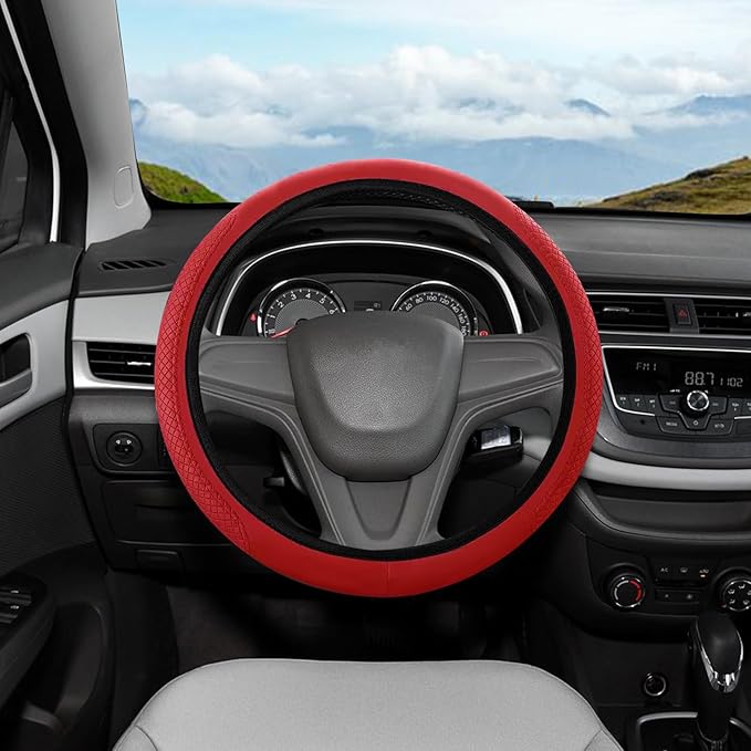 Car Steering Wheel Cover, 15 Inch PU Leather Car Steering Wheel Cover, Universal Anti-Slip Car Steering Wheel Protector, Steering Wheel Accessories