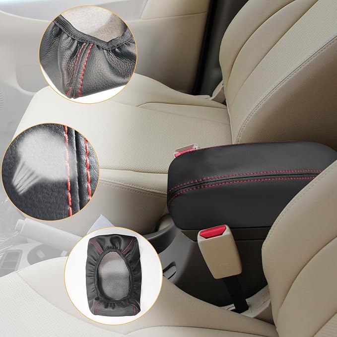 Compatible with Center Console Armrest Cover for Hyundai Tucson 2005-2009 Leather Arm Rest Storage Box Lids Cushion Protector Pad