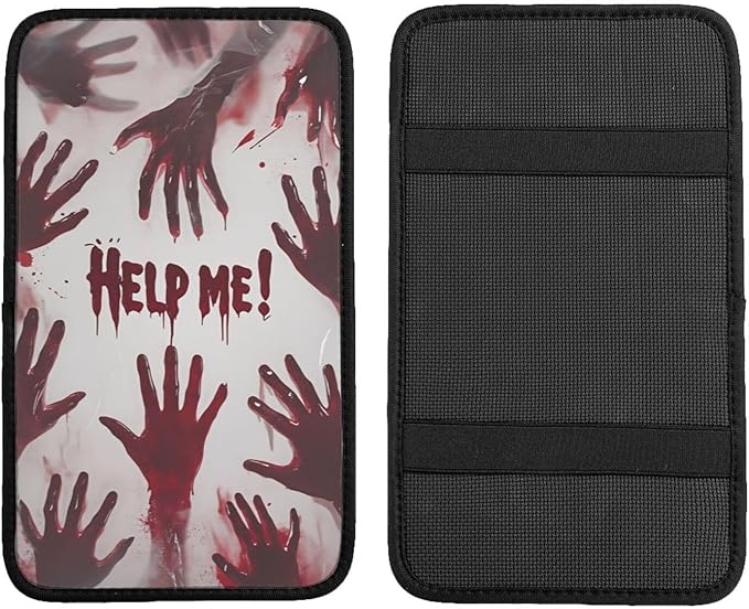 Universal Car Center Console Cushion Pad, Red Hand Soft Waterproof Car Center Console Cover Auto Armrest Seat Box Cover Protector for Most Vehicle SUV Truck Car