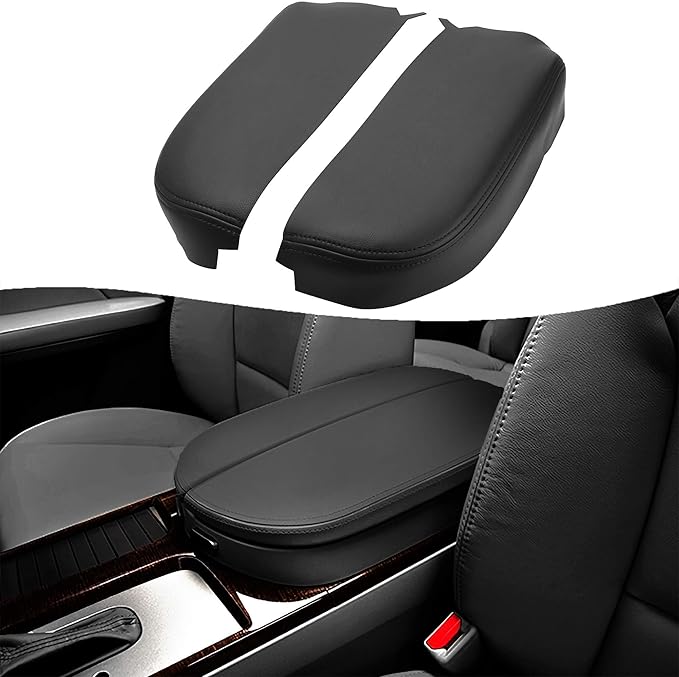 KBH Center Console Cover Replacement for Acura MDX 2007 2008 2009 2010 2011 2012 2013, Vinyl Leather, Armrest Replace Skin Upholstery, Black