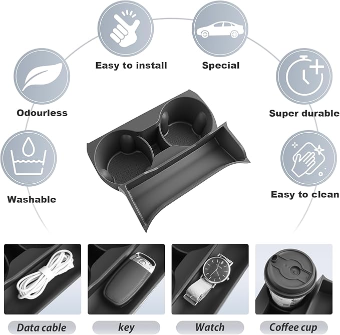 SKTU for 2025 2026 GMC Terrain Center Console Organizer for 2025 2026 GMC Terrain (Elevation/AT4/Denali) Cup Holder & Console Organizer GMC Terrain 2025 2026 Accessories Durable Cup Holder Organizer