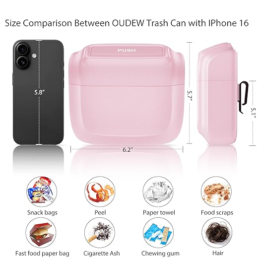 Car Trash Can with Lid, Built-in Storage Garbage Bag, Leakproof Vehicle Trash, Car Accessories for Interior, Mini Garbage Bin for Automotive, Office, Kitchen, Bedroom, with 30pcs Trash Bags,2Pcs