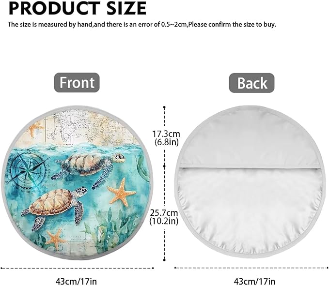 Turtle Print Steering Wheel Sun Shade Cover 17 Inch Beach Print Car Rudder Sun Shade Cooling Cover for Summer Foldable Steering Wheel Cover Gift for Friends