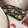 Vintage Flower Car Center Console Cover Rose Floral Girly Car Armrest Cover Universal Car Arm Rest Cover Car Interior Accessories Protector for Vehicle SUV Truck Sedans