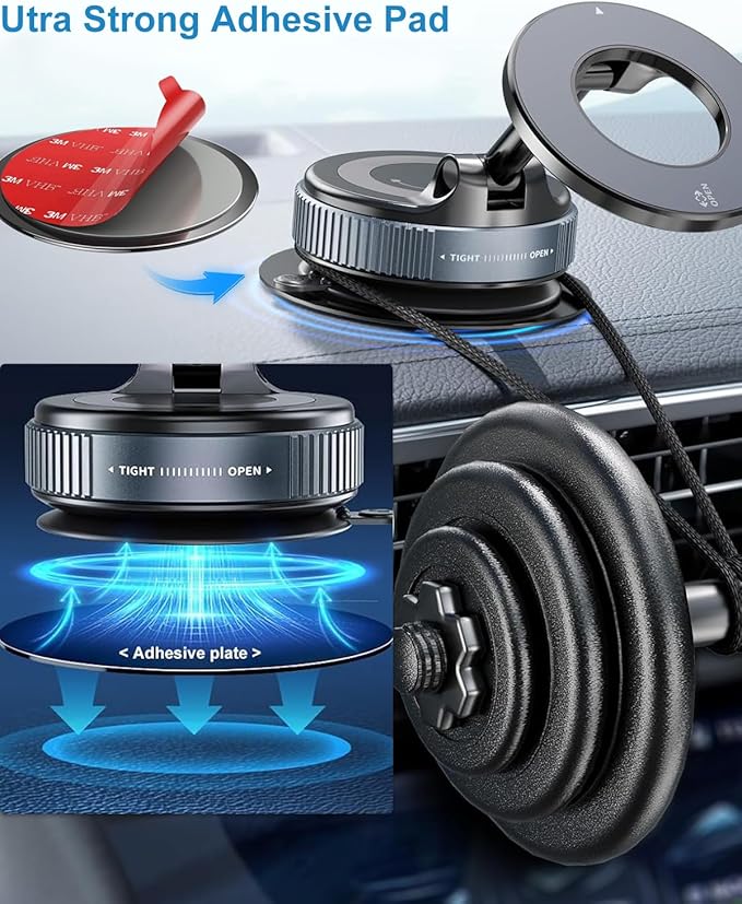 Dashboard Pad Mounting Disk for Suction Cup Phone Mount, 3Pcs 3.15" Ultra Sticky Heat-resistant Replacement Disc for Car Dashboard, Vacuum Suction Phone Holder, Dash Mount, GPS Holder Suction Mount