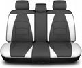FH Group Car Seat Cover for Back Seat White Black Faux Leather - Universal Fit, Rear Seat Covers for Cars with Rear Split Bench, Car Seat Cushions, Car Interior Accessories for SUV, Sedan, Van