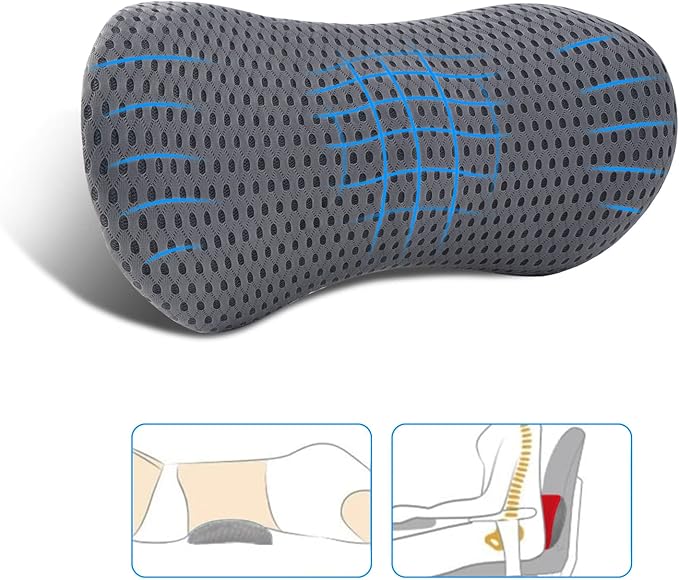 FOUSUPDT Lumbar Pillow, Memory Foam Lumbar Support Pillow for Office Chair and Car Seat, Back Support Pillow for Lower Back Pain Relief, Support Cushion Back Pillow for Sleeping, Driving, Resting