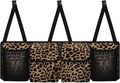 Brown Leopard Back Seat Car Organizer Hanging Car Storage Bag with 4 Pockets & Buckle Trunk Grocery Organizer for SUV Stain-resistant Vehicle Accessories for Family Camping