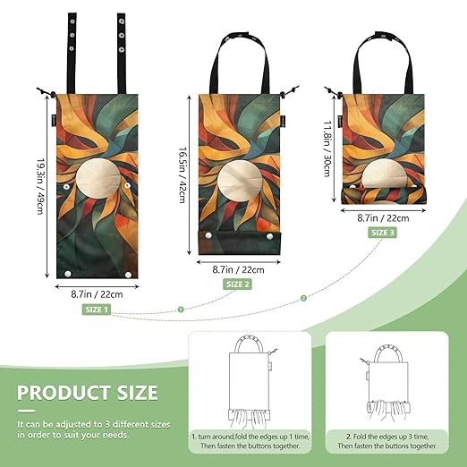ALAZA Hanging Car Trash Bags Garbage Bag Trash Can for Back Seat Small Geometric Abstract 2 Washable Storage Bag Retractable 2 Pack