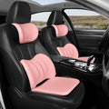 GEEYONTEK Car Seat Cushion with Neck Pillow & Lumbar Support Kit Back Sciatica Tailbone Pain Relief Car Pillows Ergonomic Memory Foam Back Support for Driving Seat Office Chair Wheelchair Pink