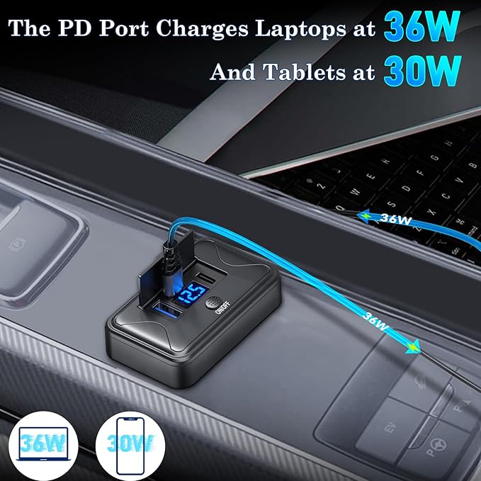 90W 12V USB Outlet Panel Wall Mount, Dual 36W USB C and QC 3.0 18W Car USB Port Charger with Voltmeter Button Switch, Waterproof 3 USB Multi Port Power Outlet DIY 12V Accessories for Car Bus RV Truck