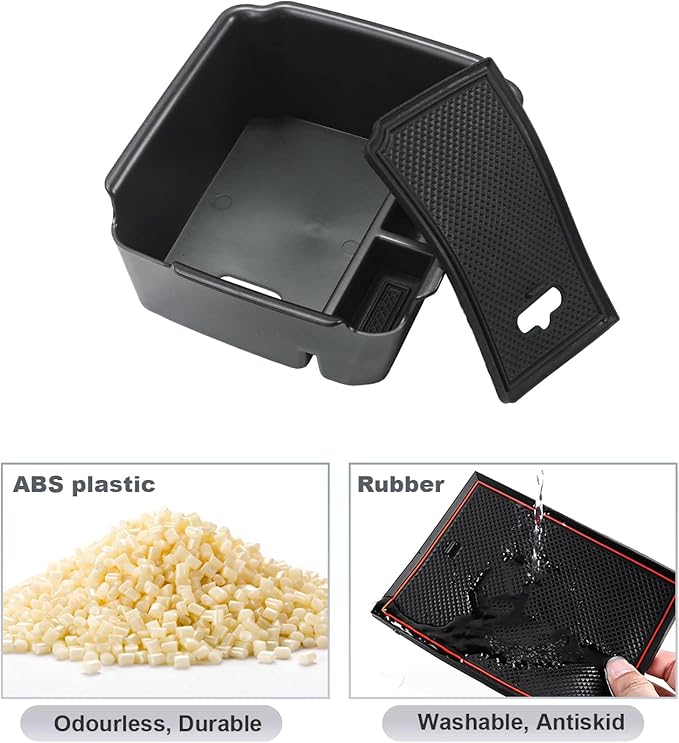 SKTU for 2022 2023 2024 Volkswagen Taos Center Console Organizer 2022 2023 2024 Taos Accessories Insert ABS Black Materials Tray Armrest Secondary Storage Box