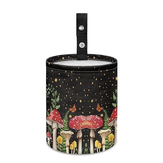Brosoneto Mushroom Starry Sky Collapsible Floral Trash Can - Accessories for Cars, Camping & Family Gatherings, Easy to Clean