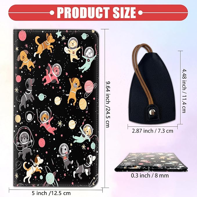 Car Registration Holder, Waterproof PU Leather Vehicle Card Document Glove Box Organizer, Women Interior Auto Accessories Case for Cards, Driver License Car Insurance Holder, Space Dog Cute Animal