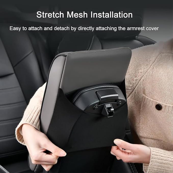 Leather Car Armrest Box Pad for Tesla Cybertruck 2023 2024, Memory Foam Car Center Console Cover Comfort Waterproof Arm Rest Cushion Pad Universal Accessories,C/Beige