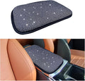 11.9''×8.4'' Bling Car Center Console Cover, Crystal Diamond Elbow Pillow Car Armrest Seat Box Cover, Soft Arm Rest Protective Cushion Pad for Women Girls, Auto Interior Decor for Car SUV (White)