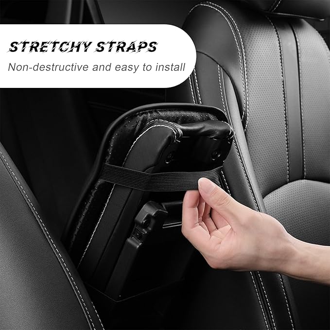 Car Center Console Pad, Waterproof PU Leather Auto Armrest Box Cover, Comfortable Vehicle Arm Rest Protector Cushion Pad for Car SUV, Universal Car Accessories (Black+Blue)
