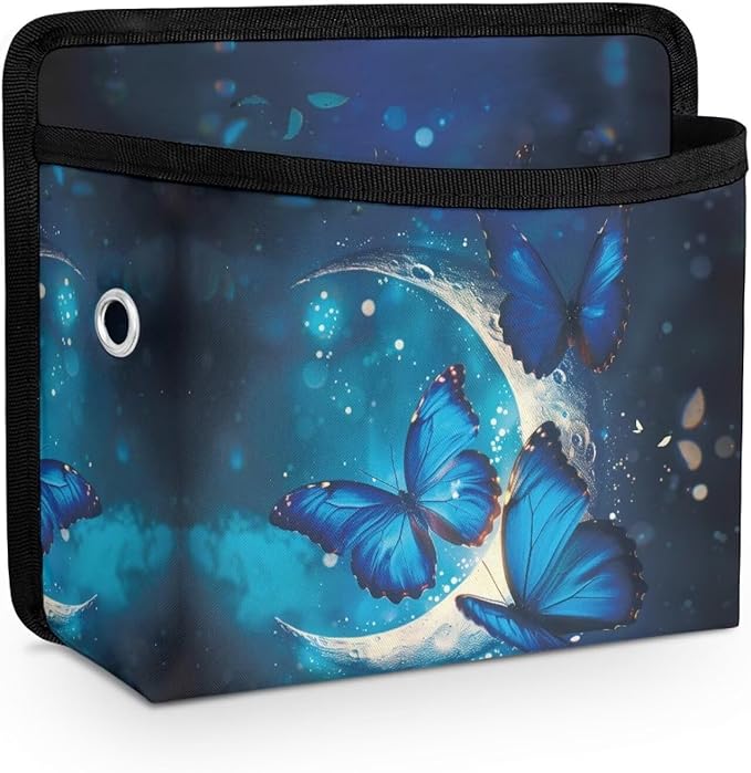 Blue Butterfly Car Organizer Storage Between Seats Front Back Seat Storage Pocket for Car Universal Auto Console Door Window Storage Bag Interior Organizer Holder for Phone Sunglasses