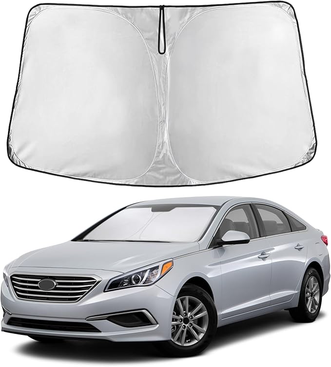 EcoNour Windshield Sun Shade Compatible for Hyundai Sonata Sedan 2020–2026 | Custom Fit Front Window Sunshade | Foldable Heat & UV Reflective Sun Visor