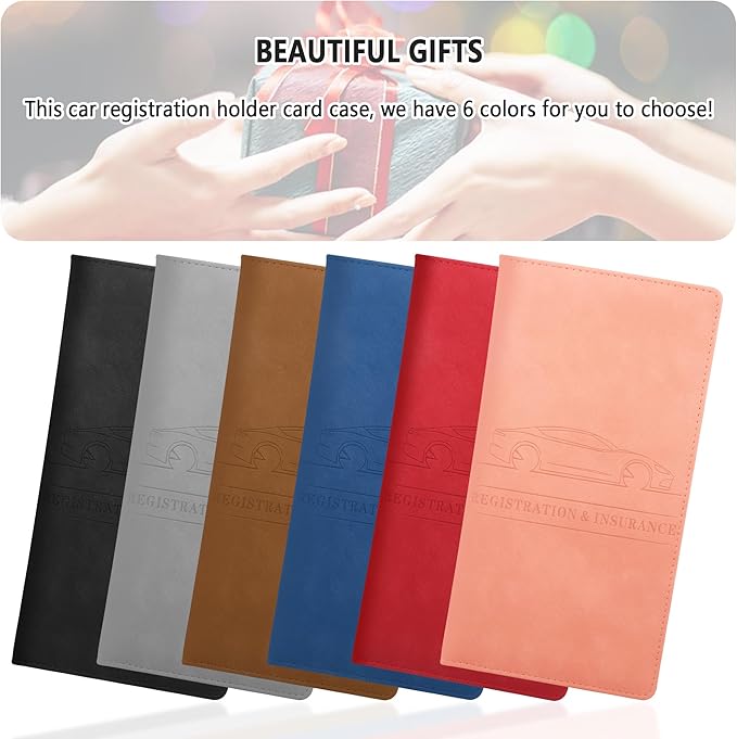 Car Registration and Insurance Holder,PU Leather Car Glove Box Organizer Car Document Holder for ID,Driver's License (Black)