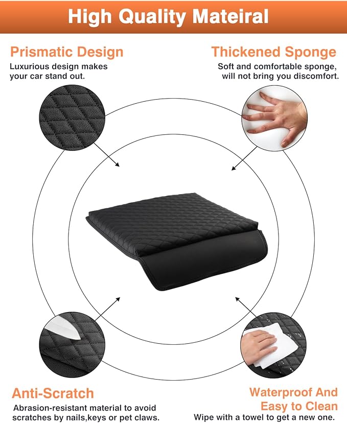 Shademax Center Console Cover for 2021-2025 2026 Ford F150, 2022-2025 F150 Lightning Work Surface Console Armrest Cover Cushion Pad PU Leather Armrest Seat Box Protector F150 Interior Accessories