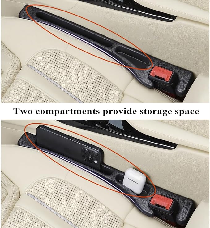 Dailuee Car Seat Gap Filler 2 Pack, No Drop Car Seat Side Gap Seam Filler, Fit for Most Car, SUV, Truck