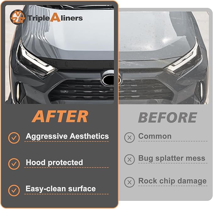 TripleAliners Hood Deflector Protector Compatible with 2019-2025 Toyota RAV4 Accessories Hood Protector TPE Bug Deflector Shield Replacement for RAV4 2025 2024 2023 2022-2019