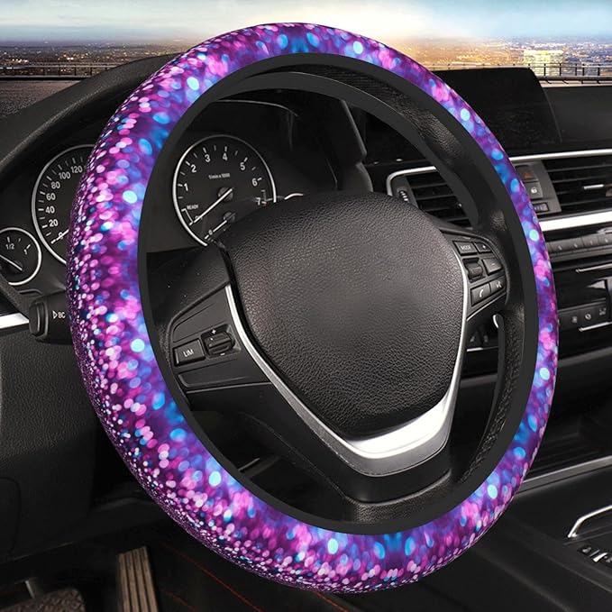 Glitter Pattern Universal Fit Steering Wheel Cover for Car, Truck, and SUV, Durable Steering Wheel Protection
