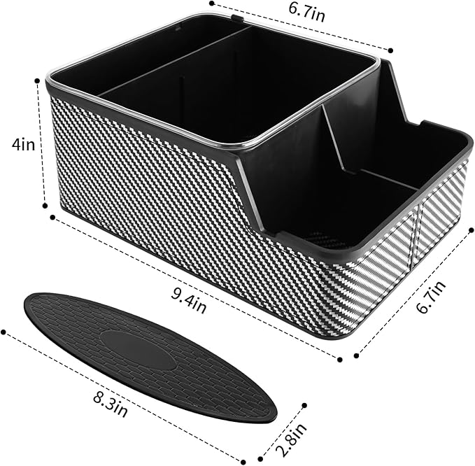 Car Seat Organizer with Compartment,Car Armrest Extra Storage Box Truck Floor Hump Organizer, Front Seat Organizer,Center Console Cup Holder Tray fit for Car SUVS Pickup Truck (Black)