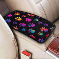 indokyeyqaz Universal Car Center Console Cushion Pad, Colorful Dog Paw Prints Soft Waterproof Car Center Console Cover Auto Armrest Seat Box Cover Protector for Most Vehicle SUV Truck Car