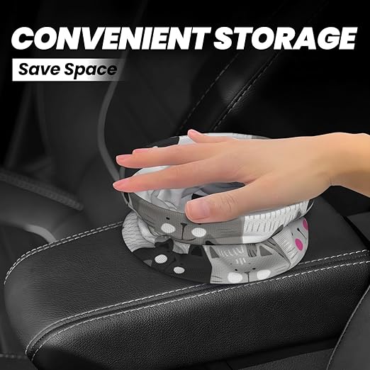 Cat Pattern Car Trash Can Leak Proof Hanging Waterproof Garbage Can Multipurpose Trash Bin for Car SUV Front Seat Headrest Collapsible and Portable Storage Pocket