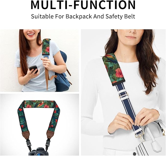 Tropical Floral Steering Wheel Cover Elastic Non-Slip Car Steering Wheel Covers with Seat Belt Shoulder Pad for Women Men