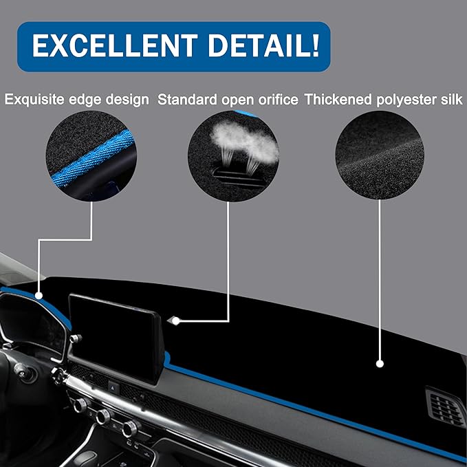 Dash Cover for Honda CR-V CRV Accessories 2023 2024 2025 2026 Dashboard Cover Center Console Dash Mat Carpet Protector Sunshield No Glare Non-Slip Pad Custom Fit, Blue Trim