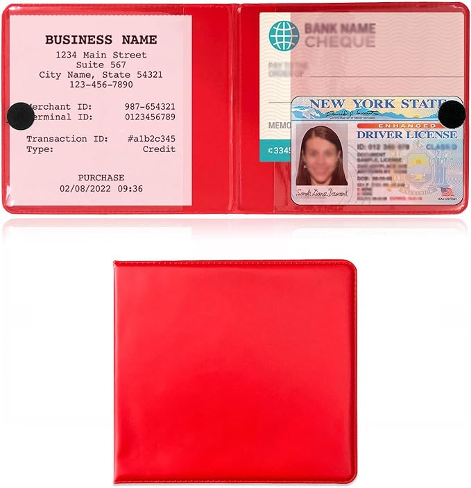 Kewucn 1 PC Car Registration Insurance Holder, Essential Auto Card Glove Box Organizer, Vehicle Interior Accessories Perfect for Most Car, Truck, SUV (10.55''×4.8'', Red)