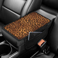 Dreaweet Cheetah Print Car Accessories Center Console Cover,Brown Leopard Print Car Armrest Cover Cushion Pad with Pockets,Universal Arm Rest Cover for Car Truck SUV Van
