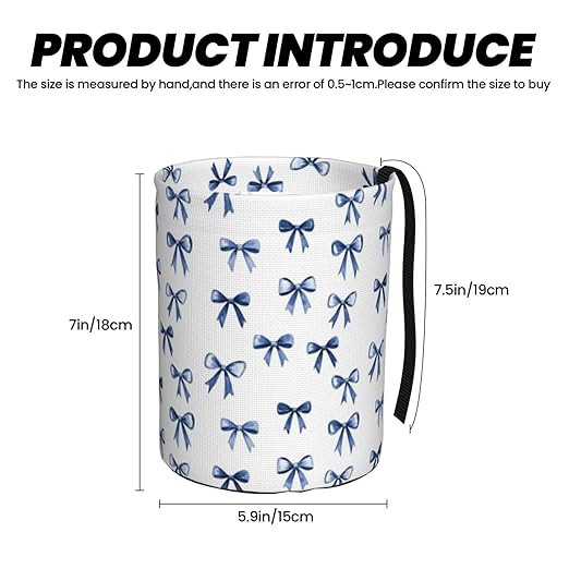 Blue Ribbon Bow Car Trash Can Leak-Proof Waterproof Hanging Trash Bin Collapsible Garbage Can for Car Accessories Travelling Camping