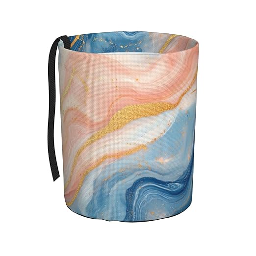 Lemon Colour Marble Car Trash Can Garbage Cans Foldable,Cute Hanging Car Organizer and Storage Bag Leak Proof, Auto Back Seat Trash Bin Universal for Truck, SUV, Outdoor Travel