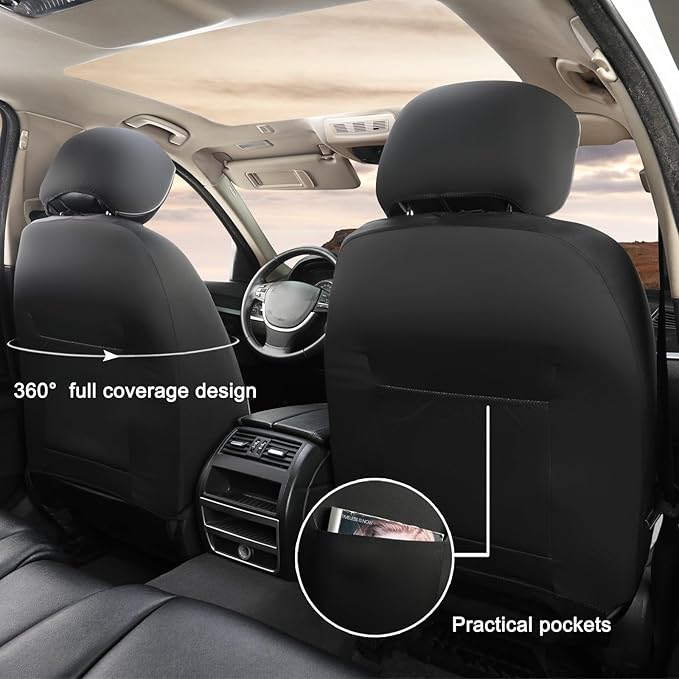 GIANT PANDA Front Seat Cover for Honda, 3D Air Mesh Bucket Car Seat Protectors Custom Fits Honda Civic Accord Pilot CRV HRV Element Passport (Gray) 2-Pack