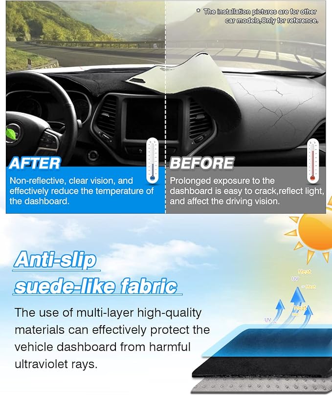 CARTIST Dashboard Cover Compatible with Kia Soul 2014-2019 Accessories Dash Cover Mat Non-Slip Pad Carpet Anti-Glare