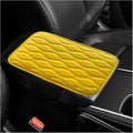 Car Center Console Pad, Waterproof PU Leather Auto Armrest Box Cover, Comfortable Vehicle Arm Rest Protector Cushion Pad for Car SUV, Universal Car Accessories (Yellow)