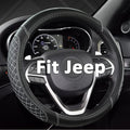 West Llama Customized Auto Car Steering Wheel Cover for Jeep 14.5-15 inches, Steering Wheel Cover for Jeep (Diamond Quilted-Black+Gray - Standard Size)