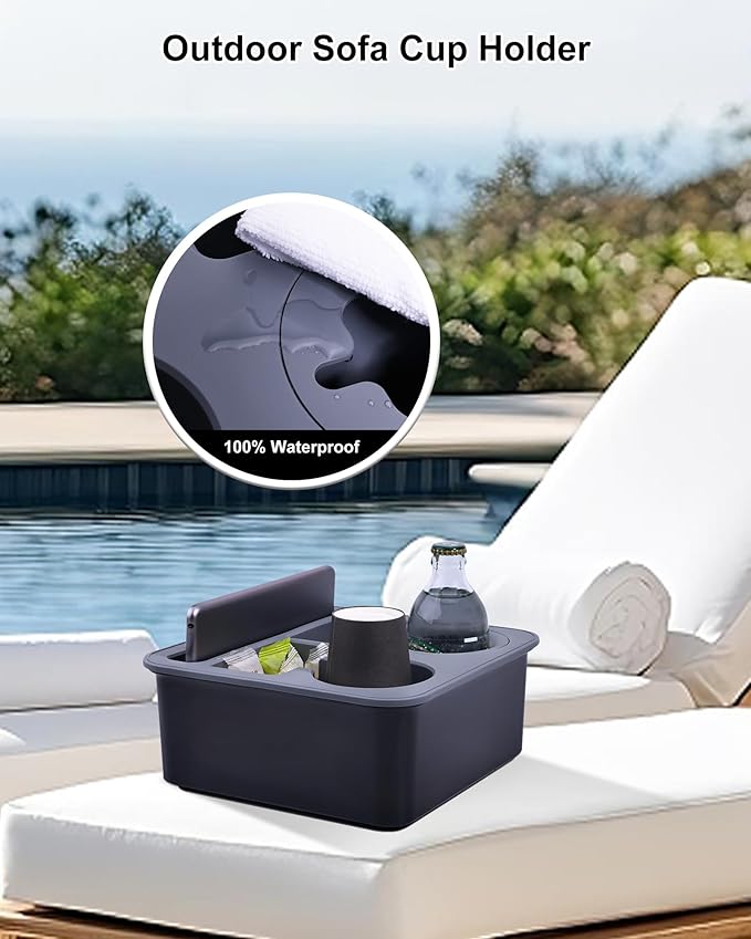 Car Cup Holder Tray Bonfixe 4-Inch Anti-Spill Design - Stable Backseat Organizer with Anti-Slip Pads | Food-Grade Silicone Couch Caddy for Car, Truck, Home, Office (Black-Grey)
