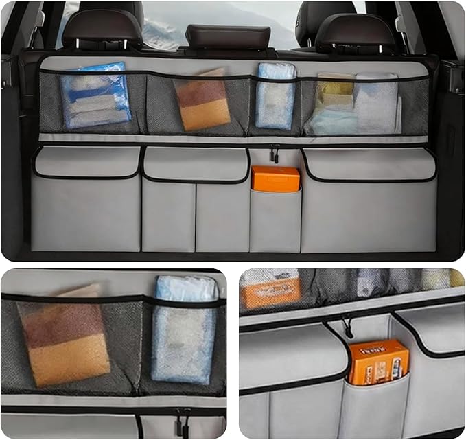 QIANKUNBAG Car Trunk Organizer, LARGE CAPACITY Car Storage Bag with 9 Pockets, 9X Upgraded Trunk Storage Organizer for Car, SUV, Truck, MPV