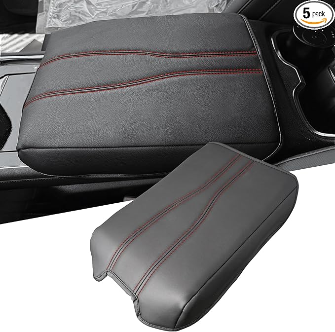 Center Console Cover for Chevy Traverse & GMC Acadia 2024 2025 2026 - Premium Leather Armrest Protector| 1:1 Custom Fit| Scratch-Resistant & Stylish Interior Upgrade (Red Stitch)