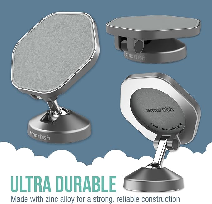 Smartish® MagSafe Mountaineer Car Mount - Compatible w/Apple iPhone 17/16/15/14/13 - Magnetic Stick on Adhesive Phone Holder - Extra Strength Magnet for Apple Accessories - Drive Me Grayzy